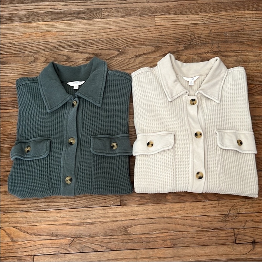 Women’s Terra & Sky Plus Size Button Down Waffle Shacket
